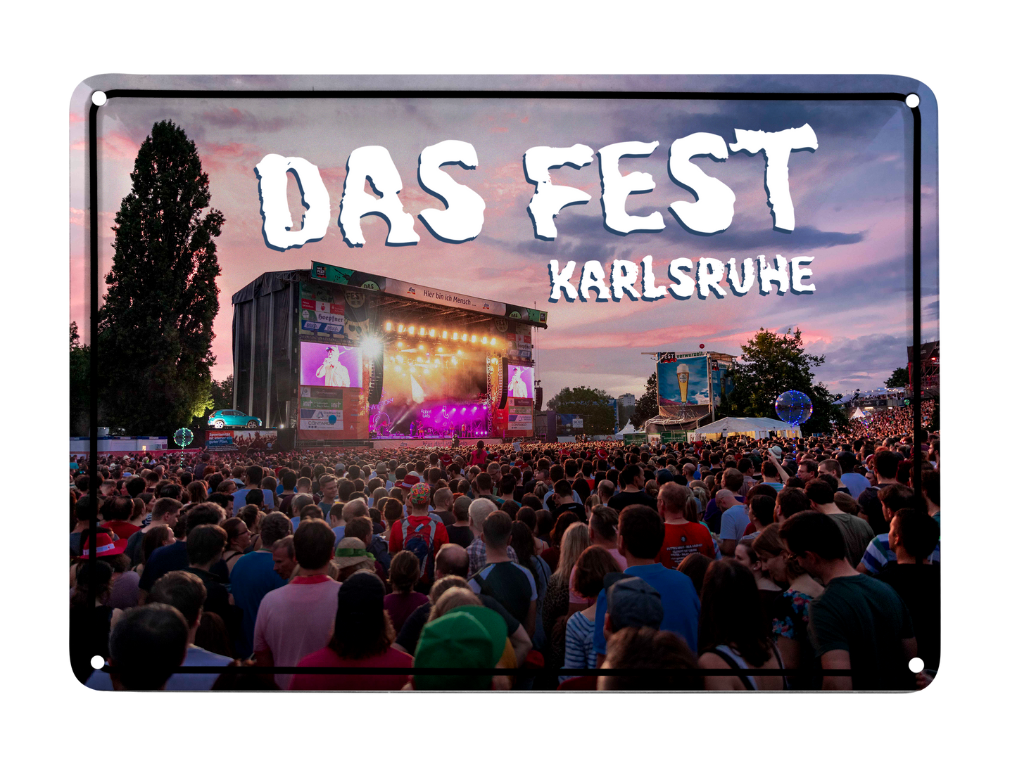 Das Fest Festival Blechpostkarte