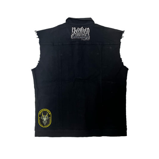 Greenfield schwarze Jeans Weste mit Aufnäher "Patch"