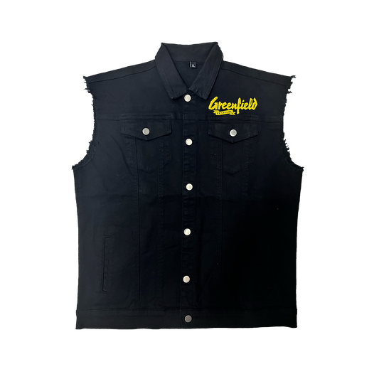 Greenfield schwarze Jeans Weste mit Aufnäher "Patch"